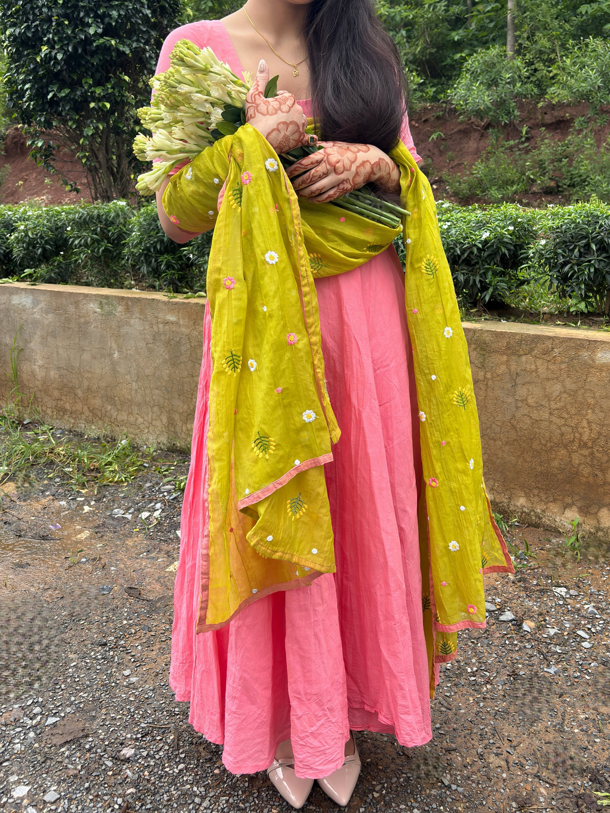Watermelon Pink Anarkali Suit Set