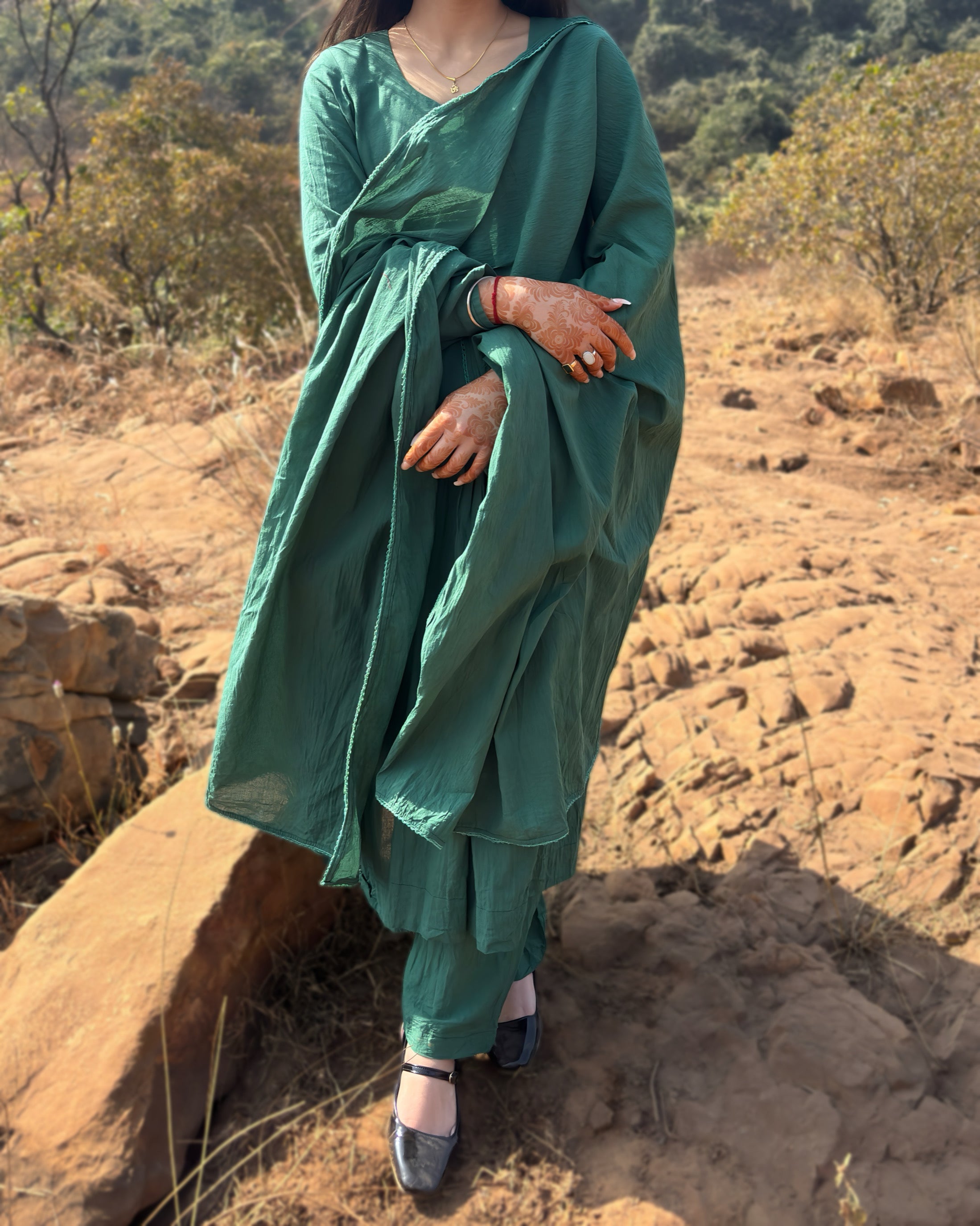 Emerald Green Anarkali Suit Set