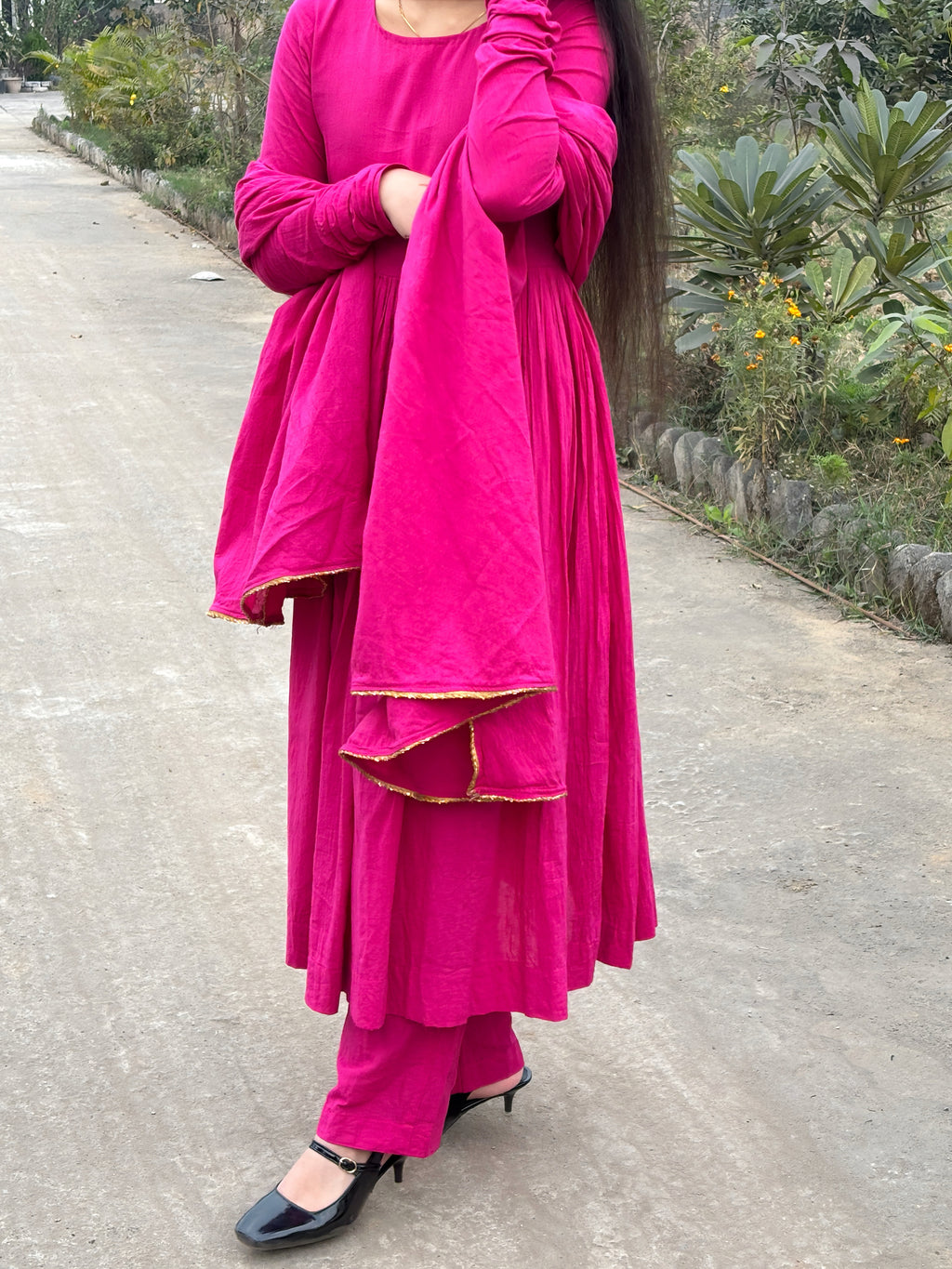 Rani Pink Anarkali Suit Set