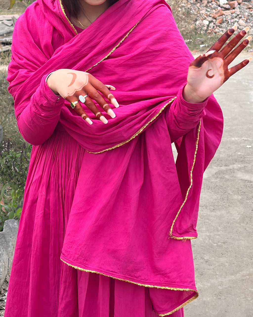 Rani Pink Anarkali Suit Set