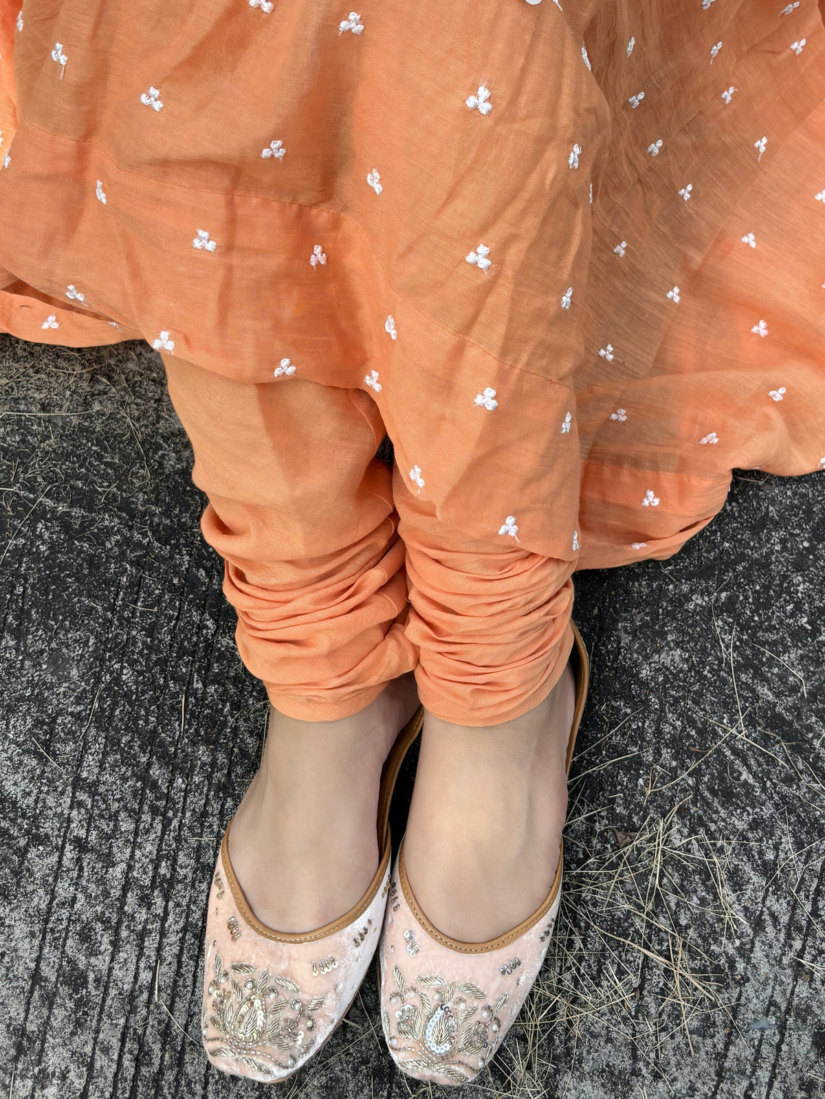 Peach Orange Anarkali Suit Set