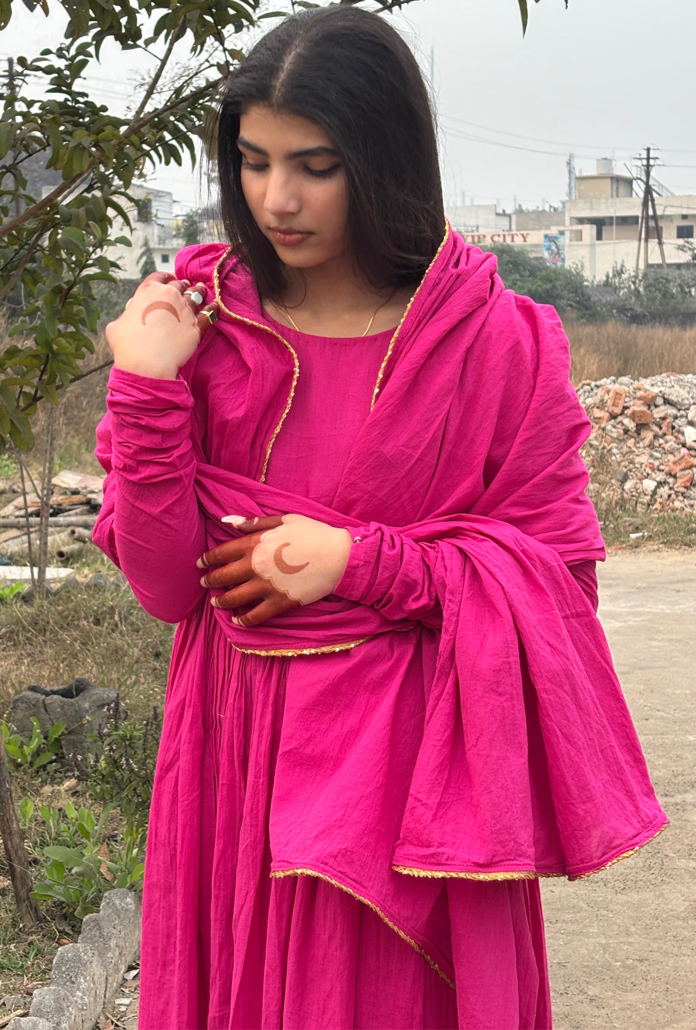 Rani Pink Anarkali Suit Set