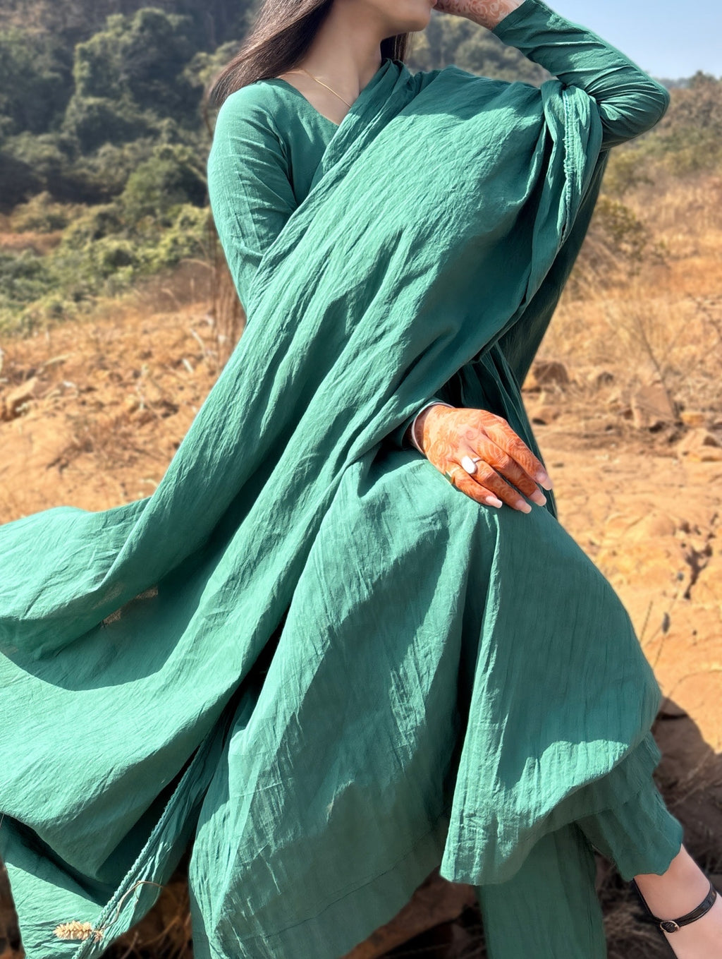 Emerald Green Anarkali Suit Set