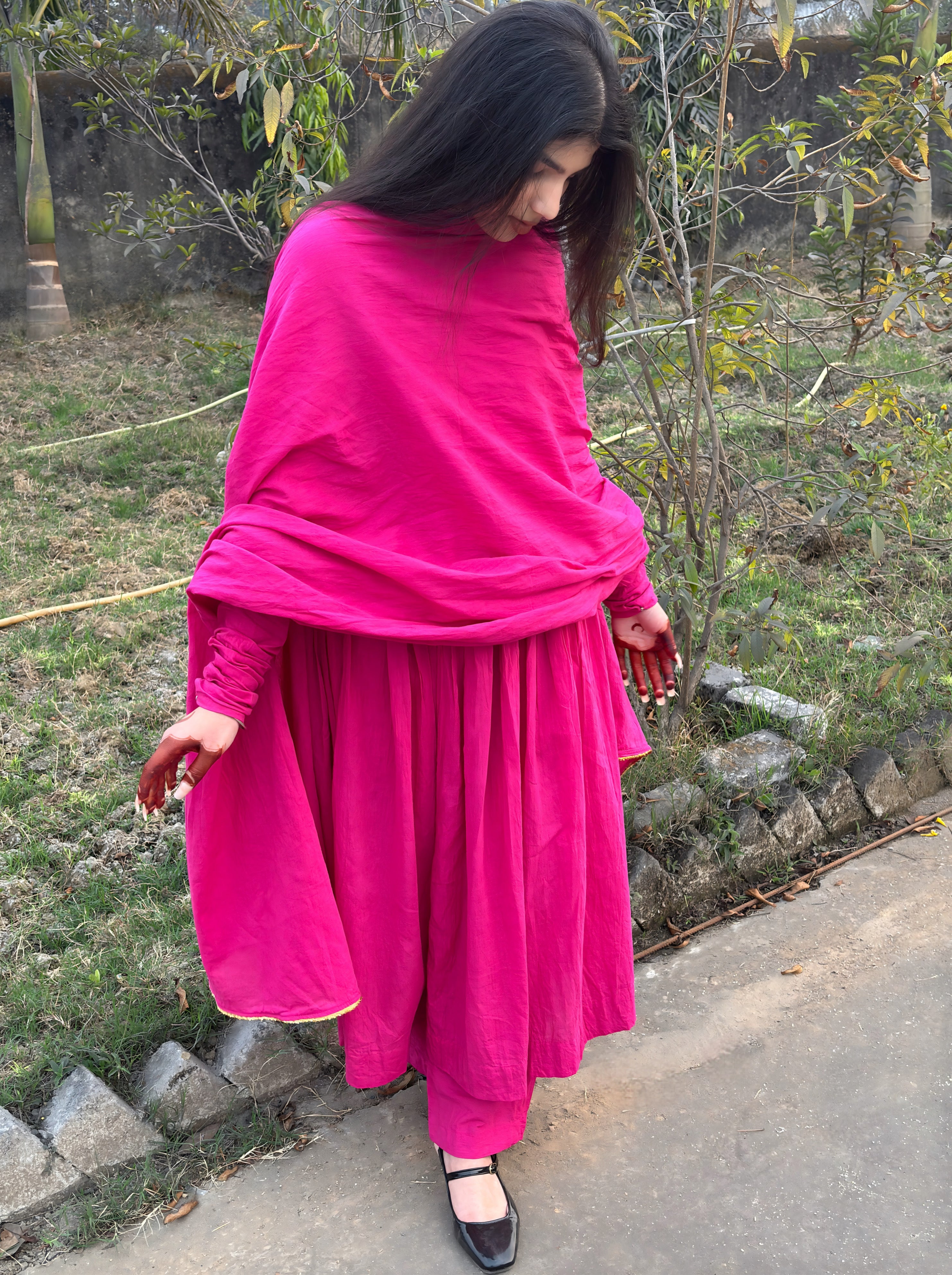 Rani Pink Anarkali Suit Set