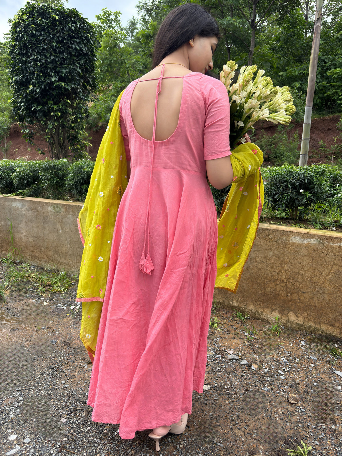 Watermelon Pink Anarkali Suit Set