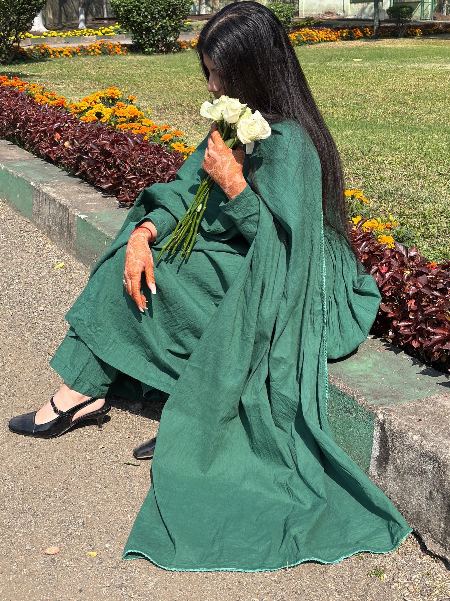 Emerald Green Anarkali Suit Set