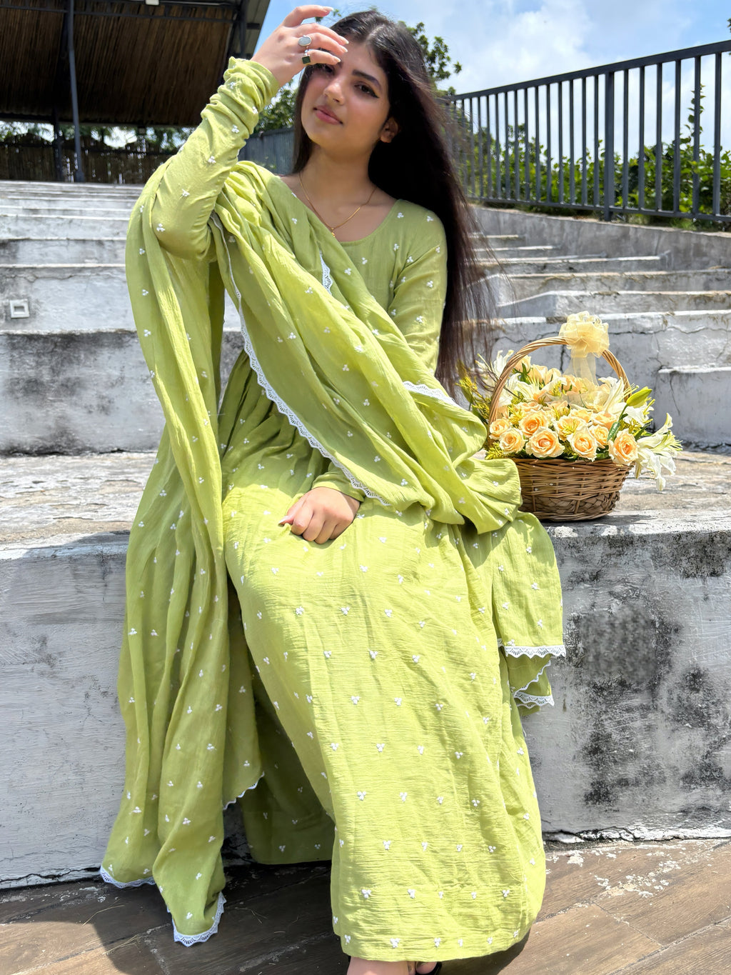 Pistachio Green Anarkali Suit Set