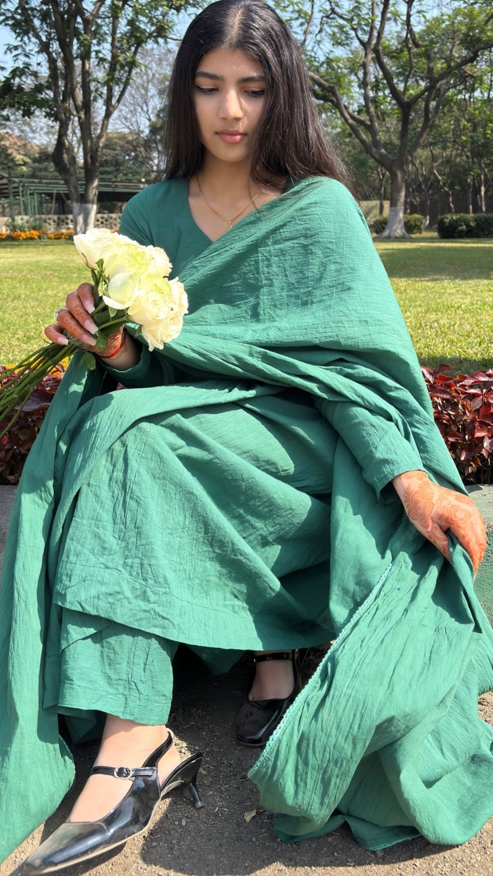 Emerald Green Anarkali Suit Set