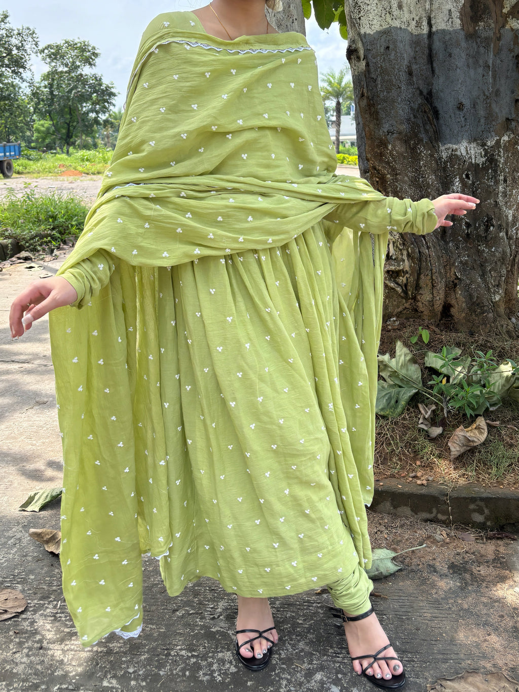 Pistachio Green Anarkali Suit Set