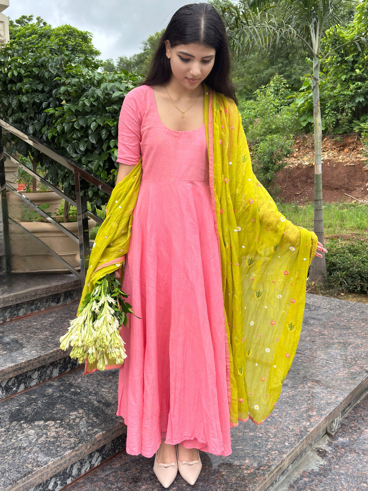 Watermelon Pink Anarkali Suit Set