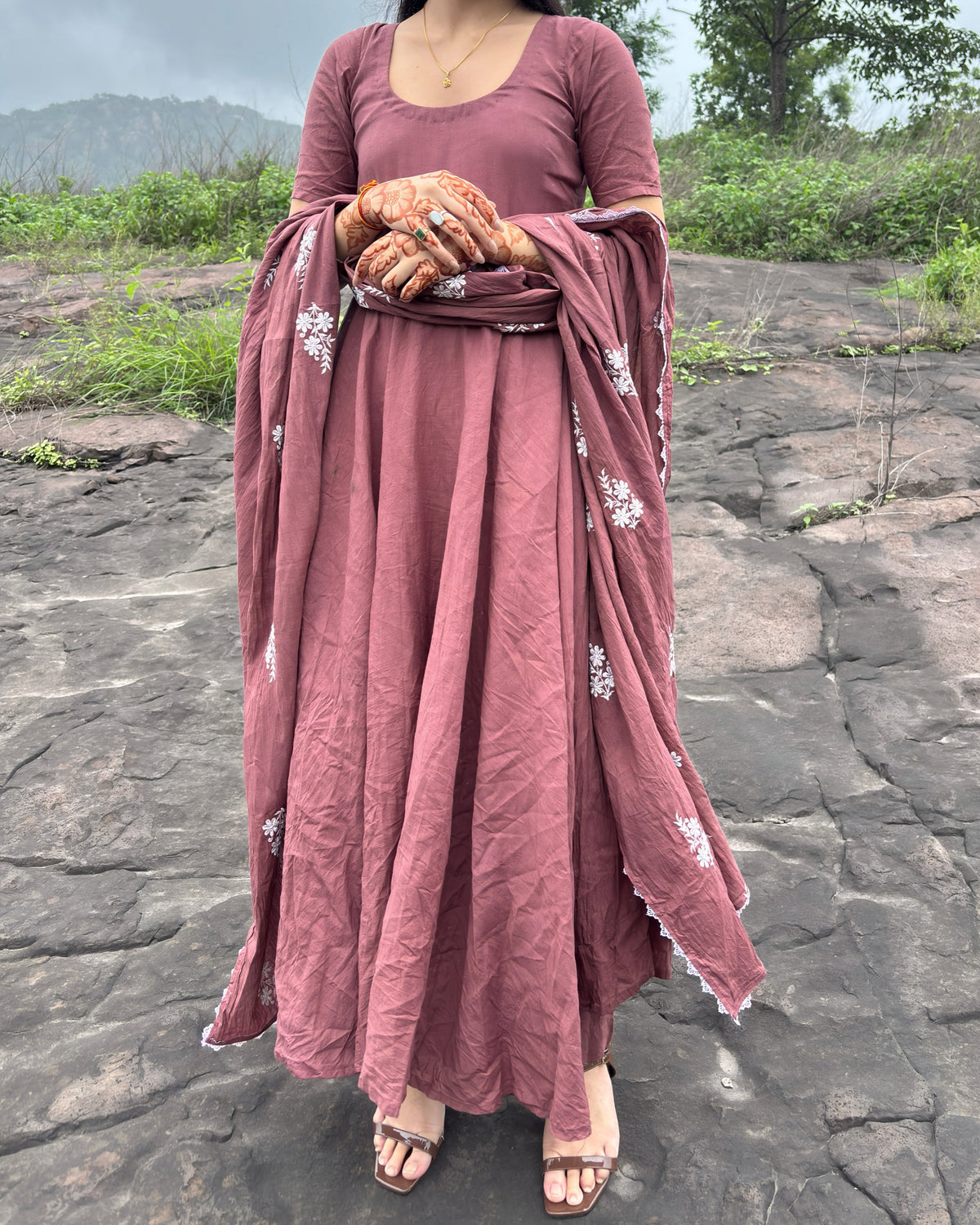 Rosewood Anarkali Suit Set