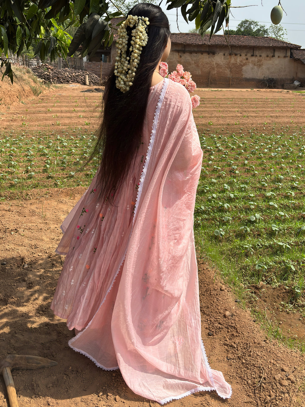 Blush Pink Embroidered Anarkali Suit Set
