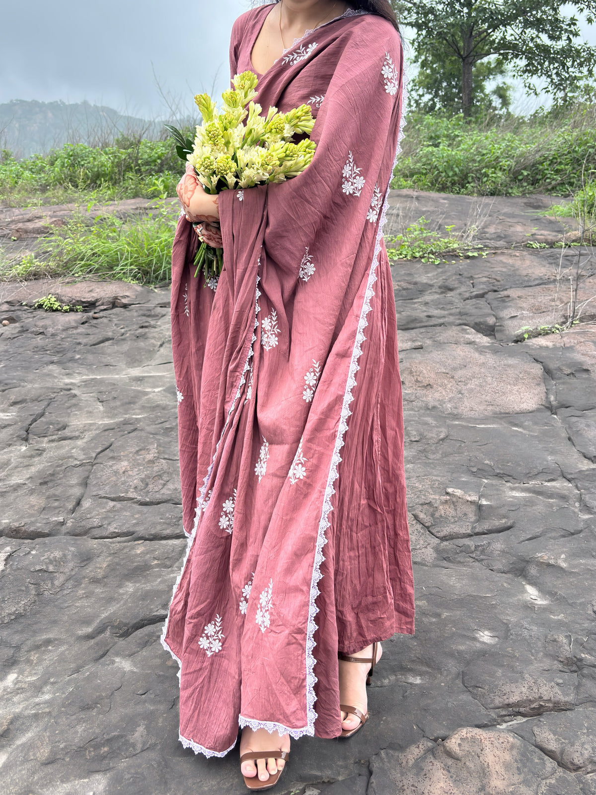 Rosewood Anarkali Suit Set