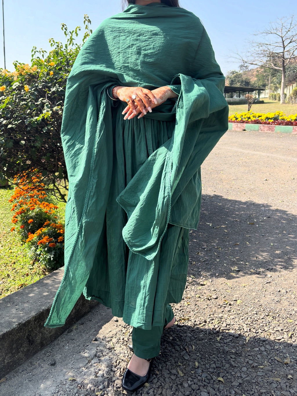 Emerald Green Anarkali Suit Set