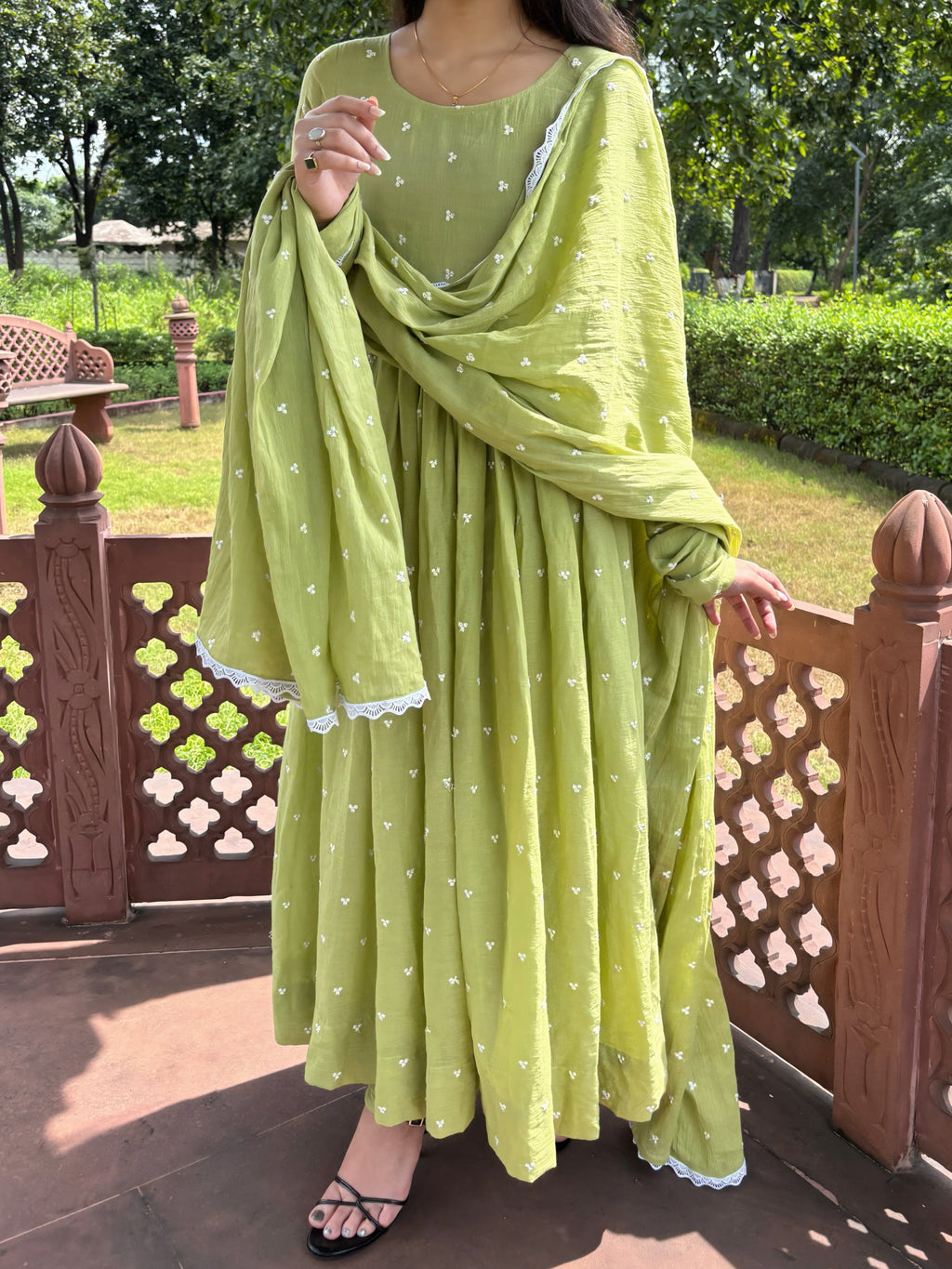 Pistachio Green Anarkali Suit Set