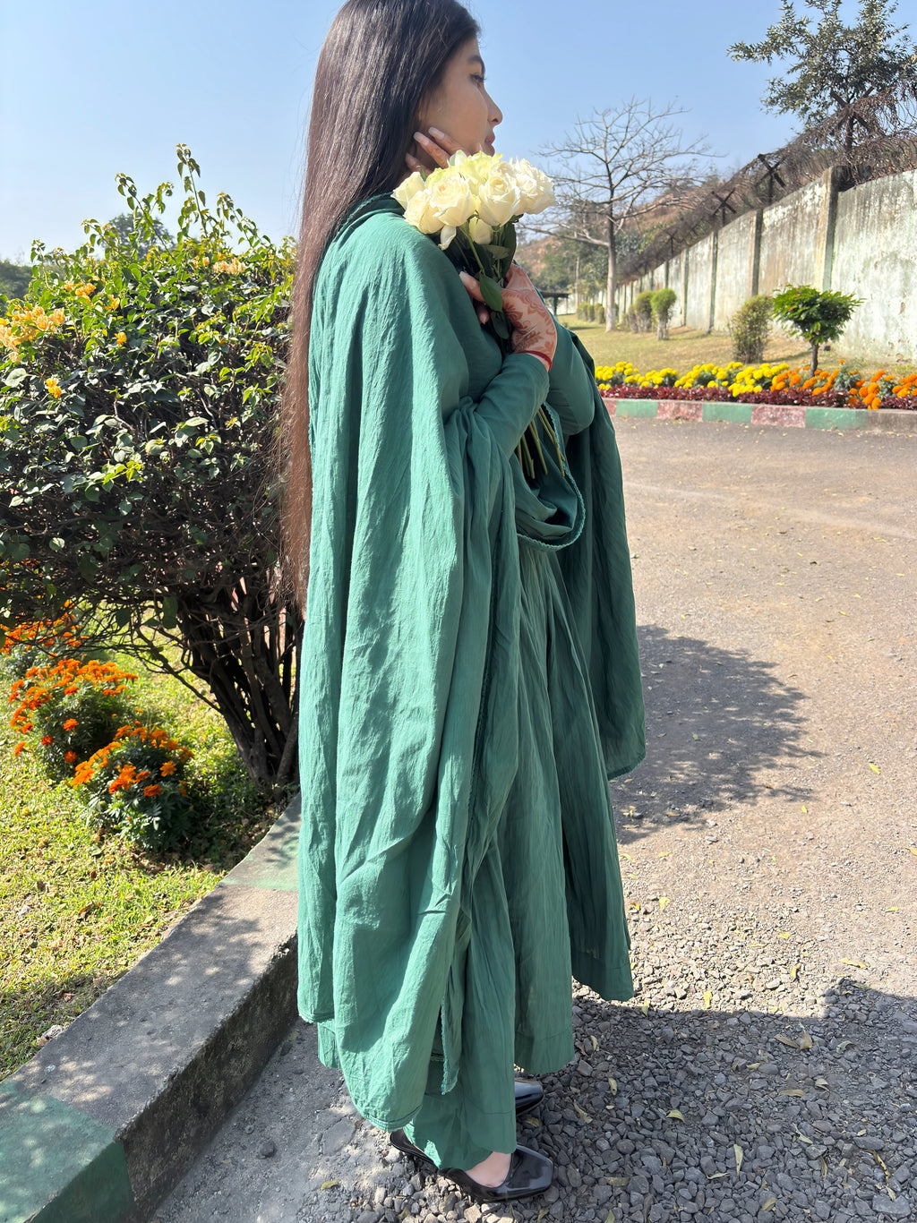 Emerald Green Anarkali Suit Set