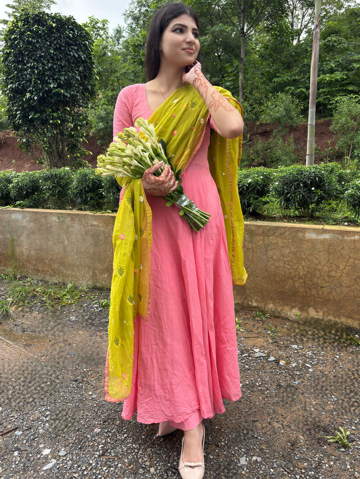Watermelon Pink Anarkali Suit Set