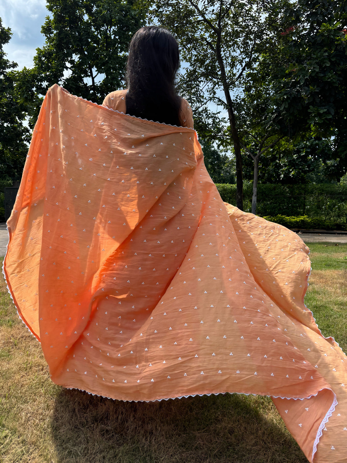 Peach Orange Anarkali Suit Set
