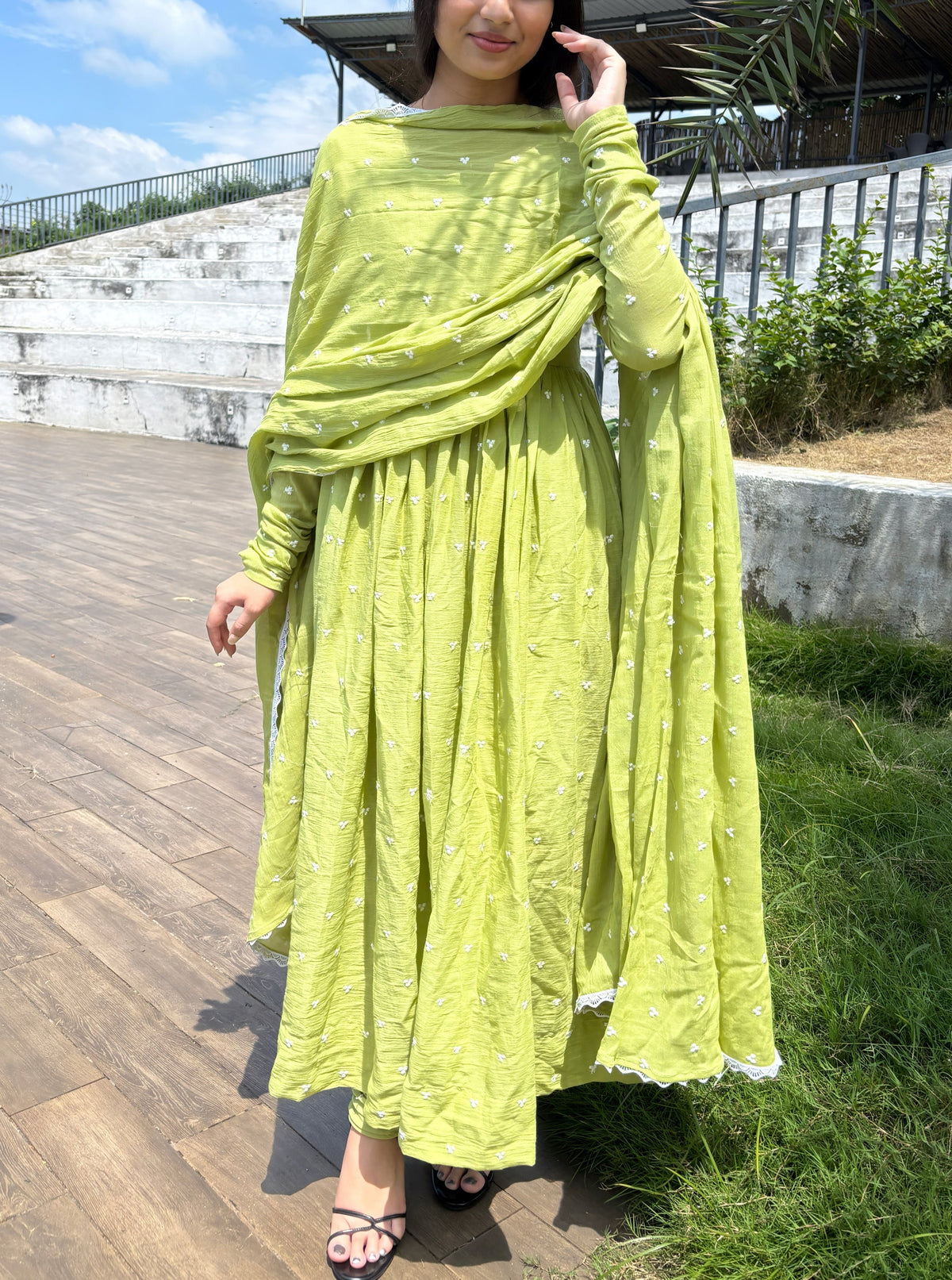 Pistachio Green Anarkali Suit Set