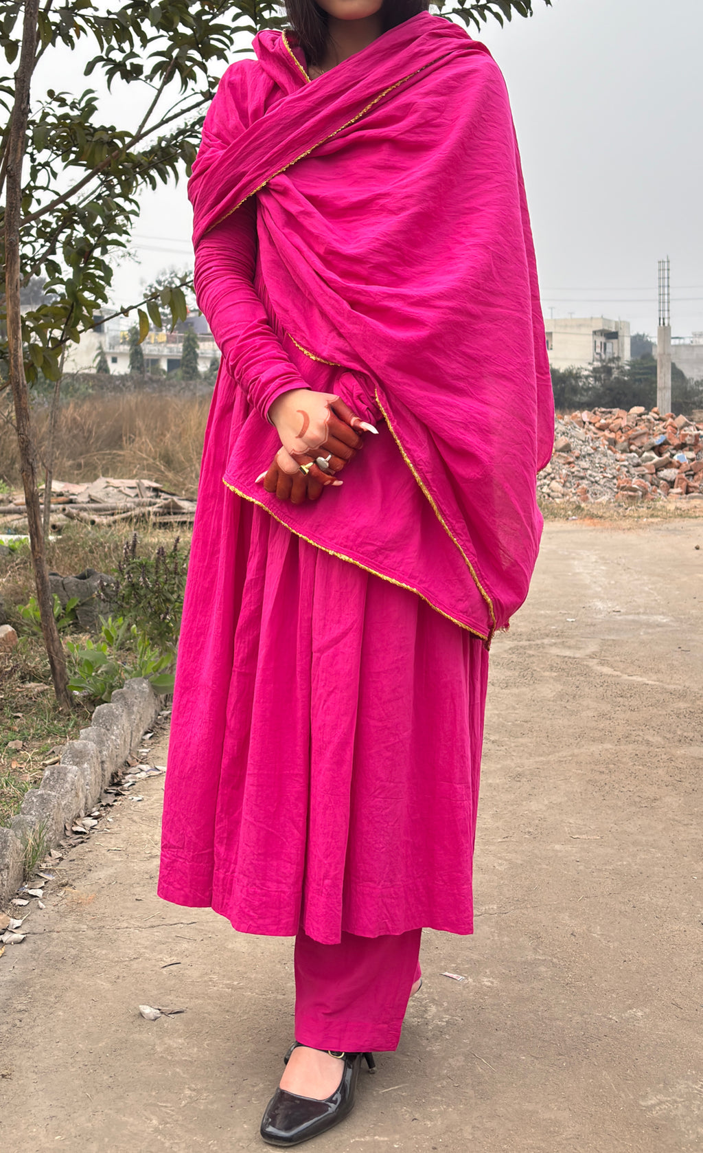 Rani Pink Anarkali Suit Set