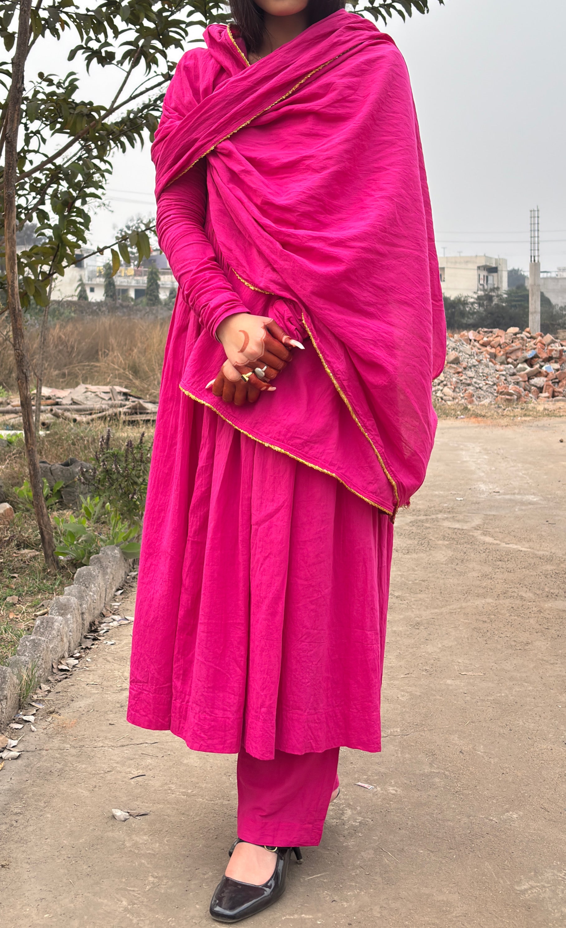 Rani Pink Anarkali Suit Set